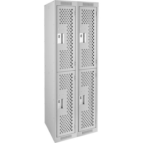 Clean Line Lockers, 2 -tier, Bank of 2, 24" x 12" x 72", Steel, Grey, Rivet (Assembled), Perforated M & M Nord Ouest Inc