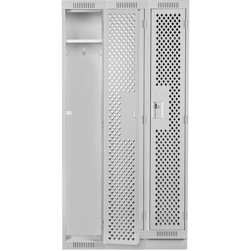 Clean Line Lockers, Bank of 3, 36" x 15" x 76", Steel, Grey, Rivet (Assembled), Perforated M & M Nord Ouest Inc