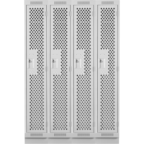Clean Line Lockers, Bank of 4, 48" x 15" x 76", Steel, Grey, Rivet (Assembled), Perforated M & M Nord Ouest Inc