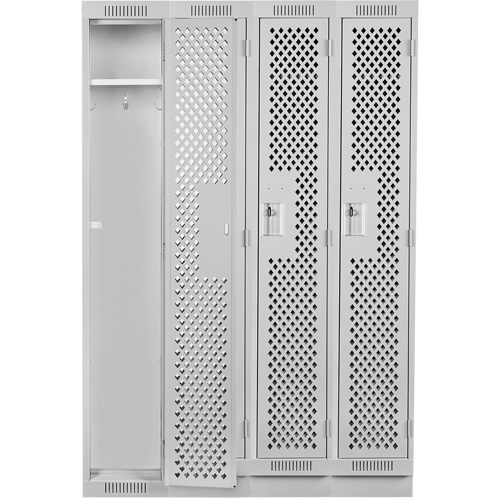 Clean Line Lockers, Bank of 4, 48" x 15" x 76", Steel, Grey, Rivet (Assembled), Perforated M & M Nord Ouest Inc