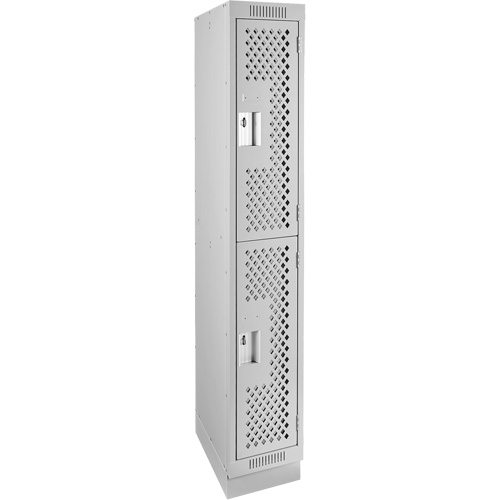 Clean Line Lockers, 2 -tier, 12" x 18" x 76", Steel, Grey, Rivet (Assembled), Perforated M & M Nord Ouest Inc
