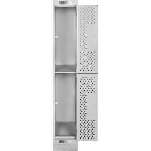 Clean Line Lockers, 2 -tier, 12" x 18" x 76", Steel, Grey, Rivet (Assembled), Perforated M & M Nord Ouest Inc