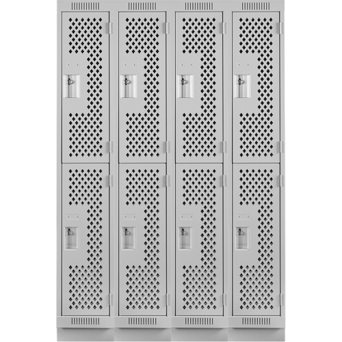 Casiers Clean Line, 2 niveaux, Bloc de 4, 48" x 18" x 76", Acier, Gris, Rivet (assembl&eacute;), Perfor&eacute; M & M Nord Ouest Inc