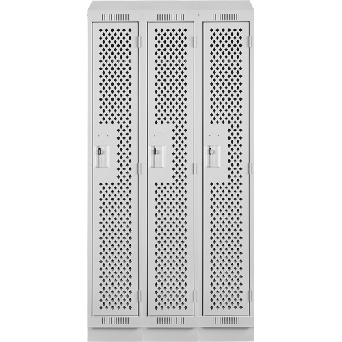 Clean Line Lockers, Bank of 3, 36" x 12" x 82", Steel, Grey, Rivet (Assembled), Perforated M & M Nord Ouest Inc