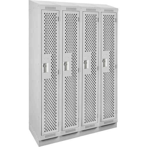 Clean Line Lockers, Bank of 4, 48" x 12" x 82", Steel, Grey, Rivet (Assembled), Perforated M & M Nord Ouest Inc
