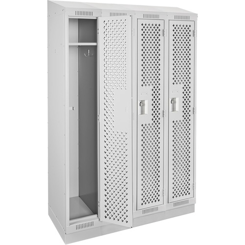Clean Line Lockers, Bank of 4, 48" x 12" x 82", Steel, Grey, Rivet (Assembled), Perforated M & M Nord Ouest Inc