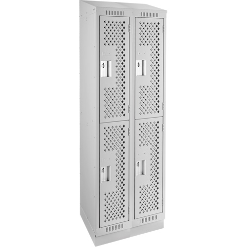 Clean Line Lockers, 2 -tier, Bank of 2, 24" x 18" x 82", Steel, Grey, Rivet (Assembled), Perforated M & M Nord Ouest Inc
