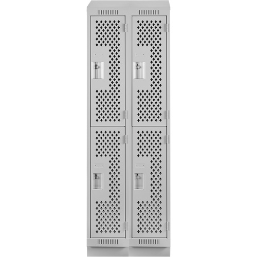 Clean Line Lockers, 2 -tier, Bank of 2, 24" x 18" x 82", Steel, Grey, Rivet (Assembled), Perforated M & M Nord Ouest Inc