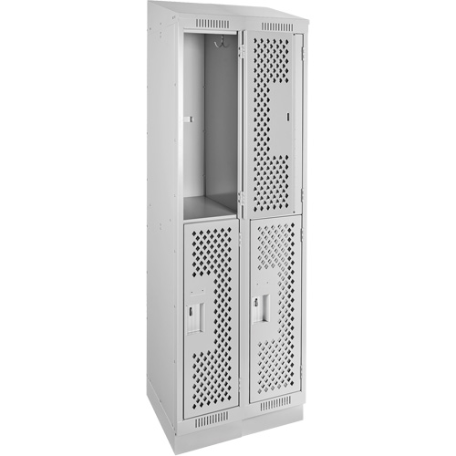 Clean Line Lockers, 2 -tier, Bank of 2, 24" x 18" x 82", Steel, Grey, Rivet (Assembled), Perforated M & M Nord Ouest Inc