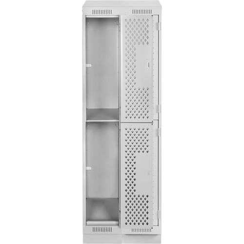 Clean Line Lockers, 2 -tier, Bank of 2, 24" x 18" x 82", Steel, Grey, Rivet (Assembled), Perforated M & M Nord Ouest Inc