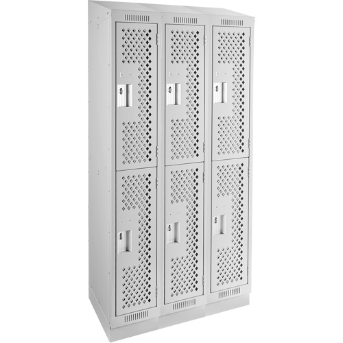 Clean Line Lockers, 2 -tier, Bank of 3, 36" x 18" x 82", Steel, Grey, Rivet (Assembled), Perforated M & M Nord Ouest Inc