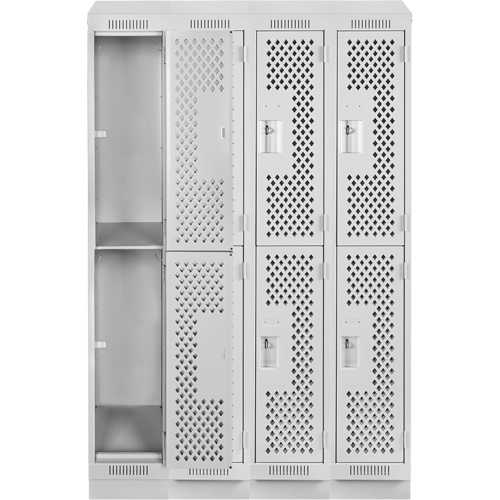 Clean Line Lockers, 2 -tier, Bank of 4, 48" x 18" x 82", Steel, Grey, Rivet (Assembled), Perforated M & M Nord Ouest Inc