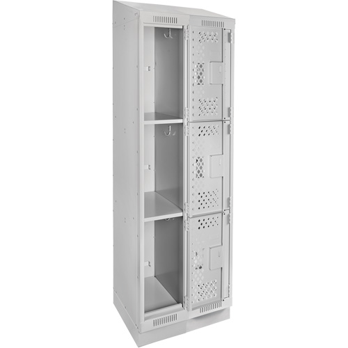 Clean Line Lockers, 3 -tier, Bank of 2, 24" x 12" x 82", Steel, Grey, Rivet (Assembled), Perforated M & M Nord Ouest Inc