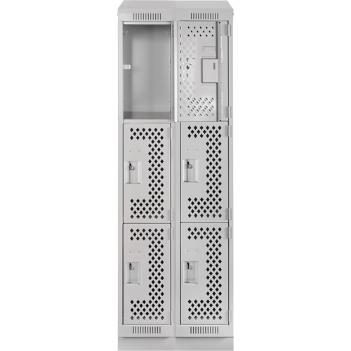 Clean Line Lockers, 3 -tier, Bank of 2, 24" x 12" x 82", Steel, Grey, Rivet (Assembled), Perforated M & M Nord Ouest Inc