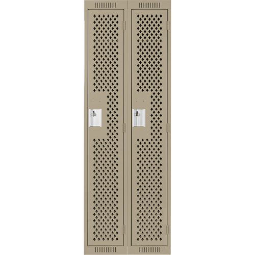 Clean Line Lockers, Bank of 2, 24" x 15" x 72", Steel, Beige, Rivet (Assembled), Perforated M & M Nord Ouest Inc