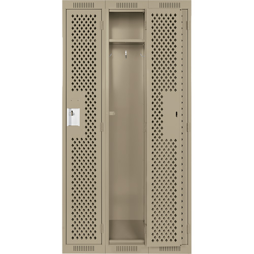 Clean Line Lockers, Bank of 3, 36" x 12" x 72", Steel, Beige, Rivet (Assembled), Perforated M & M Nord Ouest Inc