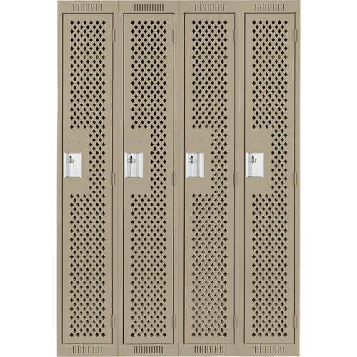 Clean Line Lockers, Bank of 4, 48" x 15" x 72", Steel, Beige, Rivet (Assembled), Perforated M & M Nord Ouest Inc