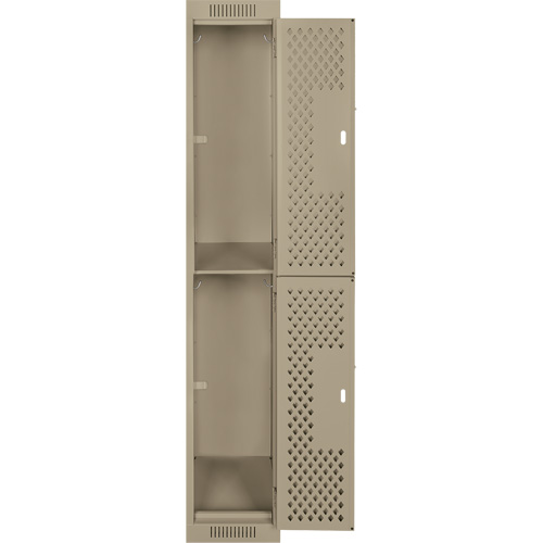 Clean Line Lockers, 2 -tier, 12" x 12" x 72", Steel, Beige, Rivet (Assembled), Perforated M & M Nord Ouest Inc