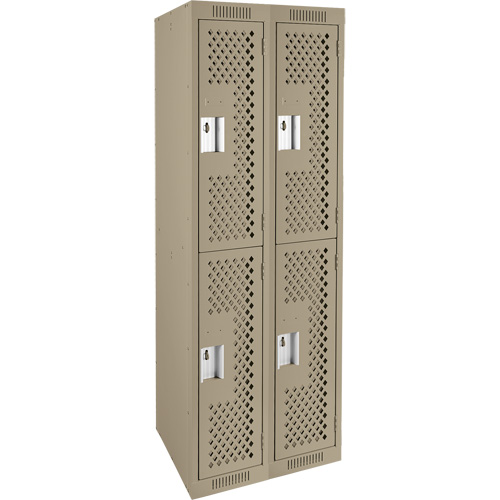 Clean Line Lockers, 2 -tier, Bank of 2, 24" x 12" x 72", Steel, Beige, Rivet (Assembled), Perforated M & M Nord Ouest Inc