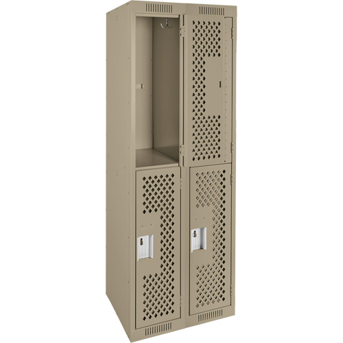 Clean Line Lockers, 2 -tier, Bank of 2, 24" x 12" x 72", Steel, Beige, Rivet (Assembled), Perforated M & M Nord Ouest Inc