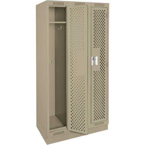 Clean Line Lockers, Bank of 3, 36" x 12" x 76", Steel, Beige, Rivet (Assembled), Perforated M & M Nord Ouest Inc