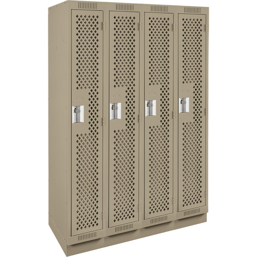 Clean Line Lockers, Bank of 4, 48" x 12" x 76", Steel, Beige, Rivet (Assembled), Perforated M & M Nord Ouest Inc