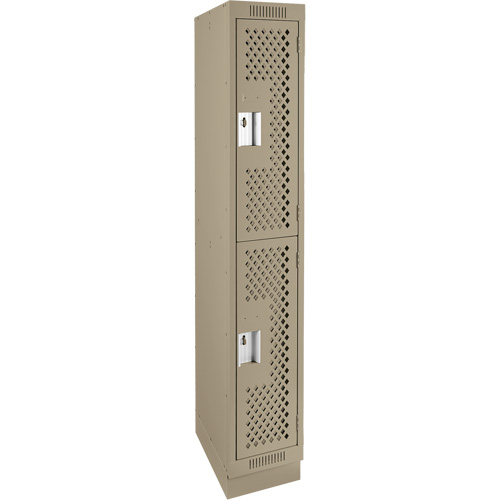 Clean Line Lockers, 2 -tier, 12" x 18" x 76", Steel, Beige, Rivet (Assembled), Perforated M & M Nord Ouest Inc