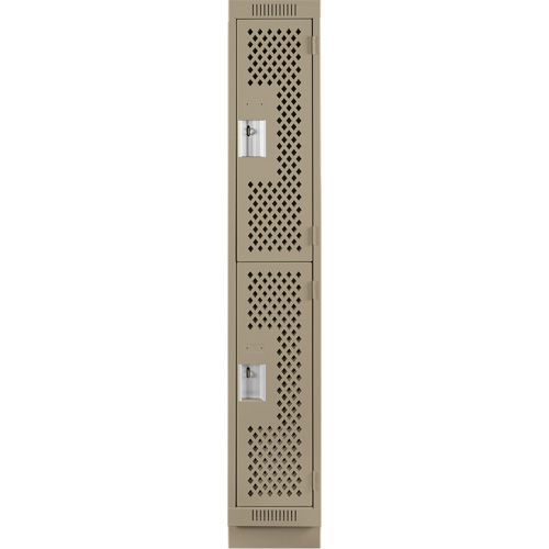 Clean Line Lockers, 2 -tier, 12" x 18" x 76", Steel, Beige, Rivet (Assembled), Perforated M & M Nord Ouest Inc