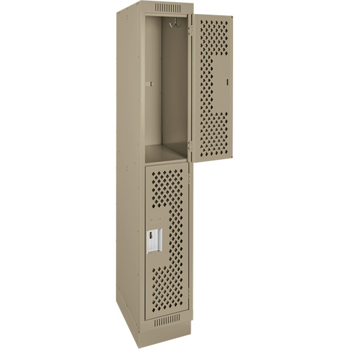 Clean Line Lockers, 2 -tier, 12" x 18" x 76", Steel, Beige, Rivet (Assembled), Perforated M & M Nord Ouest Inc