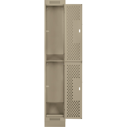 Clean Line Lockers, 2 -tier, 12" x 18" x 76", Steel, Beige, Rivet (Assembled), Perforated M & M Nord Ouest Inc