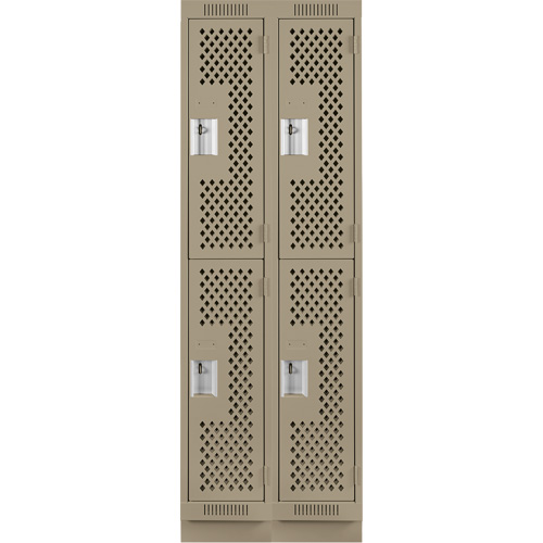 Clean Line Lockers, 2 -tier, Bank of 2, 24" x 18" x 76", Steel, Beige, Rivet (Assembled), Perforated M & M Nord Ouest Inc