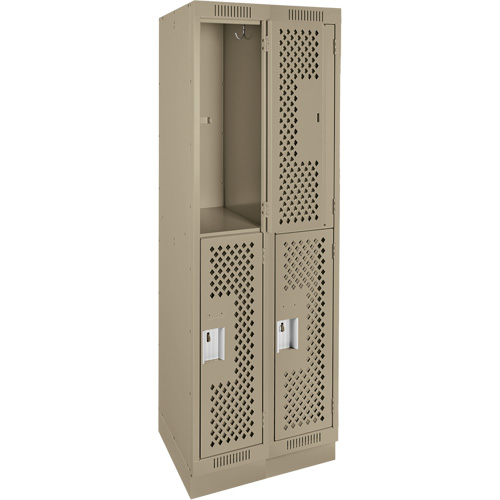 Clean Line Lockers, 2 -tier, Bank of 2, 24" x 18" x 76", Steel, Beige, Rivet (Assembled), Perforated M & M Nord Ouest Inc