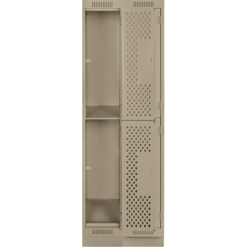 Clean Line Lockers, 2 -tier, Bank of 2, 24" x 18" x 76", Steel, Beige, Rivet (Assembled), Perforated M & M Nord Ouest Inc