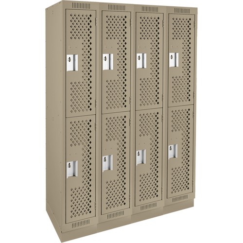 Clean Line Lockers, 2 -tier, Bank of 4, 48" x 18" x 76", Steel, Beige, Rivet (Assembled), Perforated M & M Nord Ouest Inc