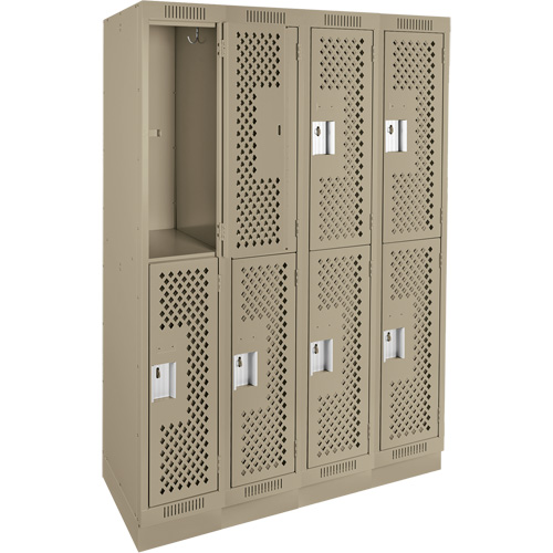 Clean Line Lockers, 2 -tier, Bank of 4, 48" x 18" x 76", Steel, Beige, Rivet (Assembled), Perforated M & M Nord Ouest Inc
