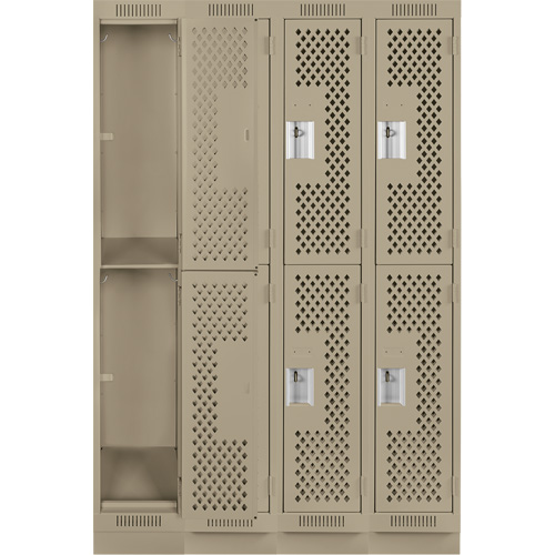 Clean Line Lockers, 2 -tier, Bank of 4, 48" x 18" x 76", Steel, Beige, Rivet (Assembled), Perforated M & M Nord Ouest Inc