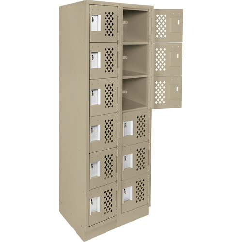 Assembled Lockerettes Clean Line Perforated Economy Lockers, 6 -tier, Bank of 2, 18" x 72" x 12", Steel M & M Nord Ouest Inc