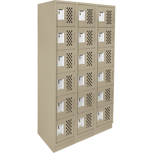 Assembled Lockerettes Clean Line Perforated Economy Lockers, 6 -tier, Bank of 3, 18" x 72" x 12", Steel M & M Nord Ouest Inc