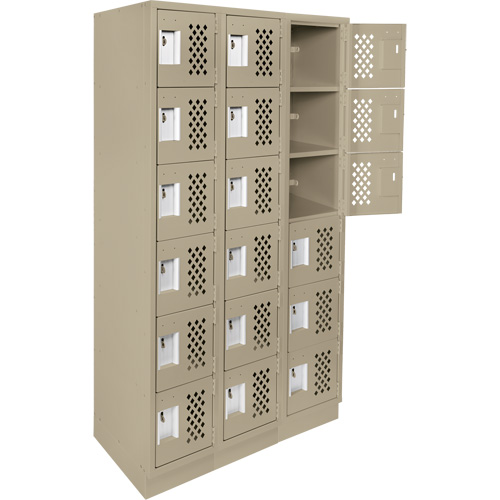 Assembled Lockerettes Clean Line Perforated Economy Lockers, 6 -tier, Bank of 3, 18" x 72" x 12", Steel M & M Nord Ouest Inc