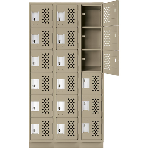 Assembled Lockerettes Clean Line Perforated Economy Lockers, 6 -tier, Bank of 3, 18" x 72" x 12", Steel M & M Nord Ouest Inc