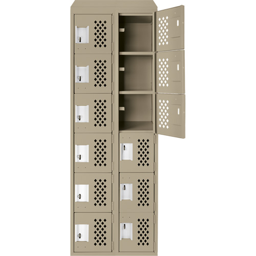 Assembled Lockerettes Clean Line Perforated Economy Lockers, 6 -tier, Bank of 2, 18" x 72" x 12", Steel M & M Nord Ouest Inc