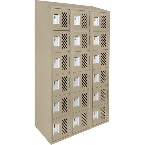 Assembled Lockerettes Clean Line Perforated Economy Lockers, 6 -tier, Bank of 3, 18" x 72" x 12", Steel M & M Nord Ouest Inc