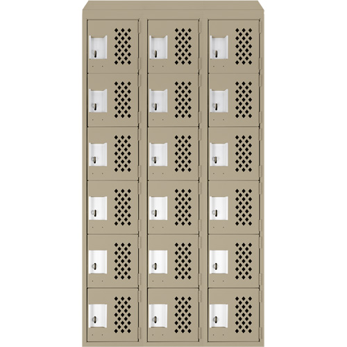 Assembled Lockerettes Clean Line Perforated Economy Lockers, 6 -tier, Bank of 3, 18" x 72" x 12", Steel M & M Nord Ouest Inc