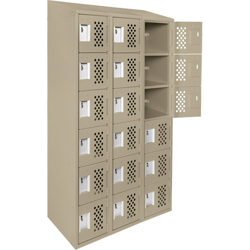 Assembled Lockerettes Clean Line Perforated Economy Lockers, 6 -tier, Bank of 3, 18" x 72" x 12", Steel M & M Nord Ouest Inc
