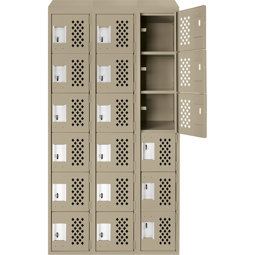 Assembled Lockerettes Clean Line Perforated Economy Lockers, 6 -tier, Bank of 3, 18" x 72" x 12", Steel M & M Nord Ouest Inc