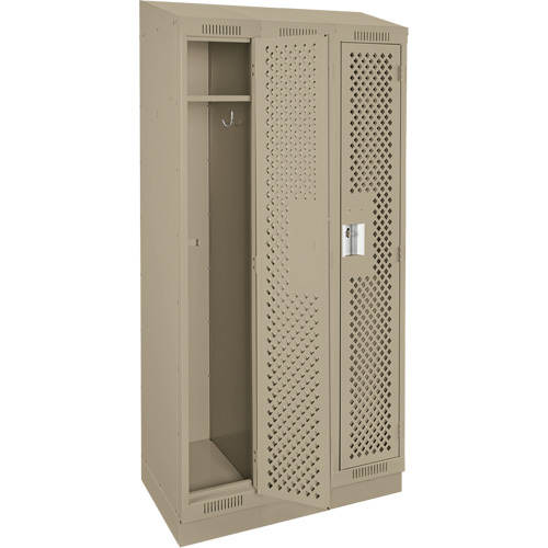 Clean Line Lockers, Bank of 3, 36" x 18" x 82", Steel, Beige, Rivet (Assembled), Perforated M & M Nord Ouest Inc