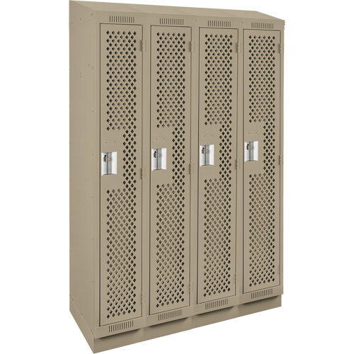 Clean Line Lockers, Bank of 4, 48" x 12" x 82", Steel, Beige, Rivet (Assembled), Perforated M & M Nord Ouest Inc