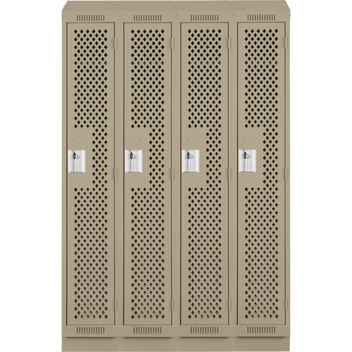 Clean Line Lockers, Bank of 4, 48" x 12" x 82", Steel, Beige, Rivet (Assembled), Perforated M & M Nord Ouest Inc