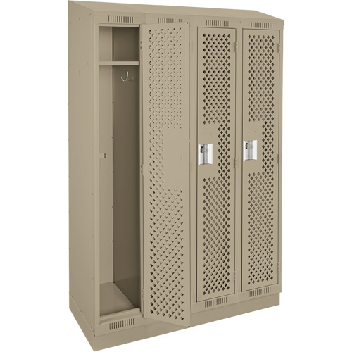 Clean Line Lockers, Bank of 4, 48" x 12" x 82", Steel, Beige, Rivet (Assembled), Perforated M & M Nord Ouest Inc