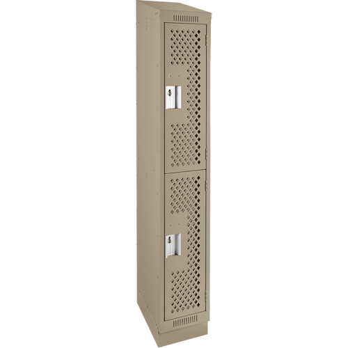 Clean Line Lockers, 2 -tier, 12" x 18" x 82", Steel, Beige, Rivet (Assembled), Perforated M & M Nord Ouest Inc